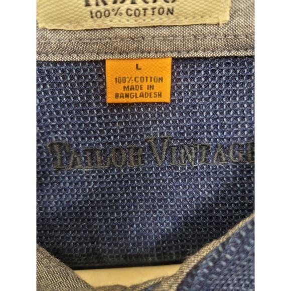 TAILOR VINTAGE Shirt Men's L Blue Long Sleeve Authentic Indigo Cotton - Picture 11 of 12